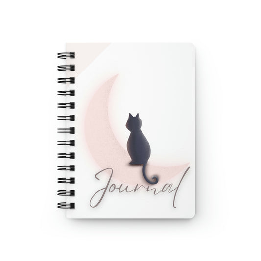 Blush Pink Cat on Moon Journal, Luna Journals, Hardback Physical Blank Book