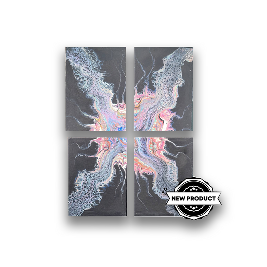 Galaxy pink blue spiritual painting on canvas set of 4, each 5x7