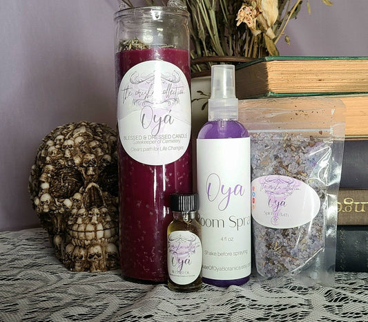 The Orisha Collection- The Complete Set for Oya All Items BLESSED: Oil, Room Spray, Bath, 7 Day Candle Ritual Spell Magick Oil