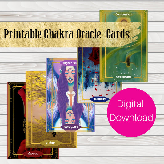 Printable Oracle Cards, Digital Deck, Affirmation, Tarot Card, Chakra Reading
